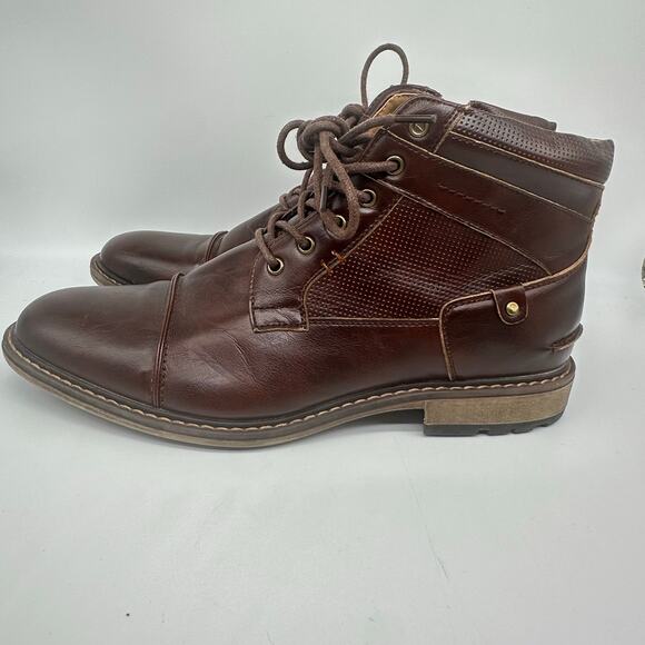 Madden Dylan Brown Lace Up Combat Cap Toe Leather Boots Mens Shoe Size 10 - Picture 4 of 15